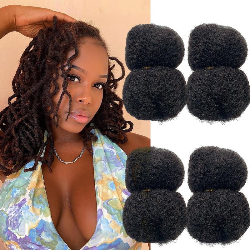 Tight Afro Kinky Human Hair for DreadlocksIdeal for Making LocsRepair ExtensionsTwist or Braids 4 BundlesPackage Natural Black 1B 18inch